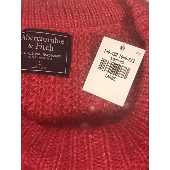 Abercrombie & Fitch Women's Size Large Sweater With Diamond Pattern Red New - Picture 3 of 12